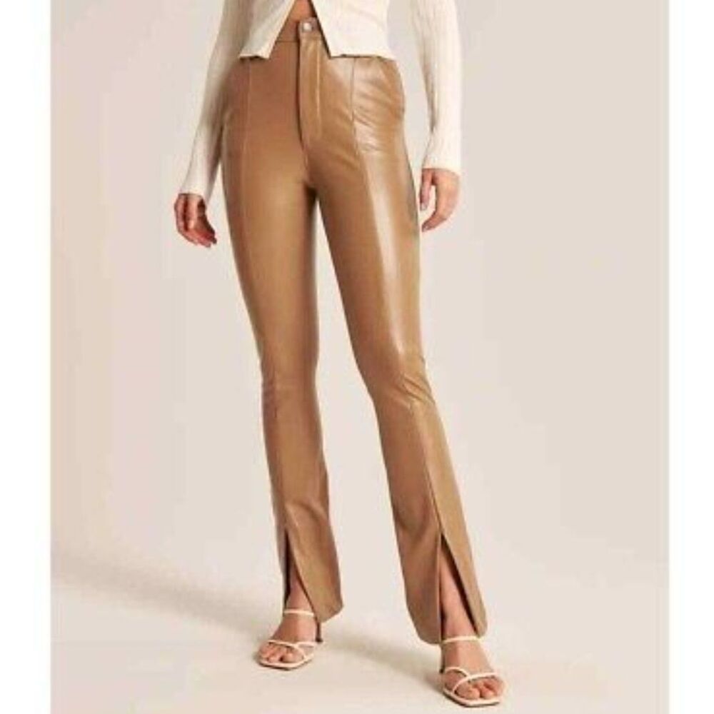 Abercrombie & Fitch The Skinny Ultra High Rise Faux Leather Pants Brown 26 / 2